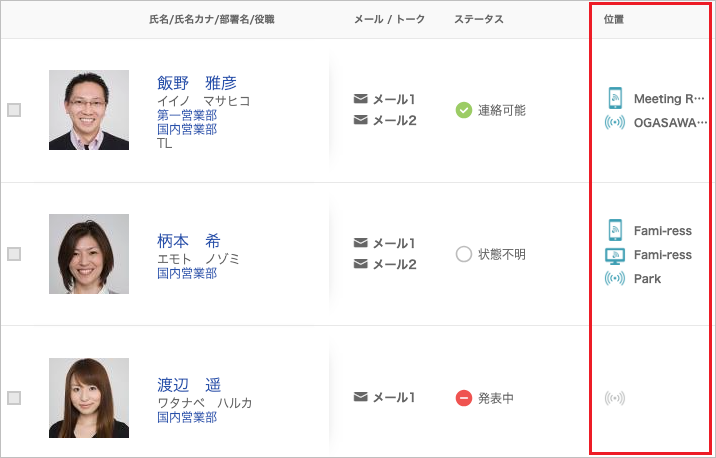 社内電話帳 連絡先一覧