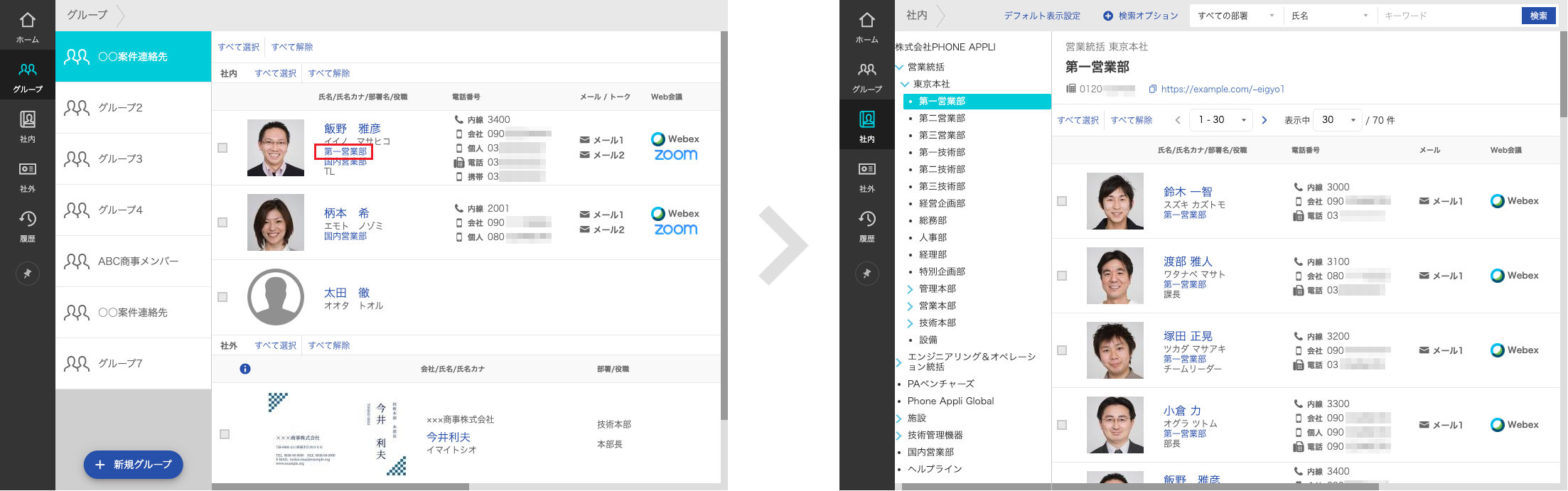 グループ閲覧(部署)