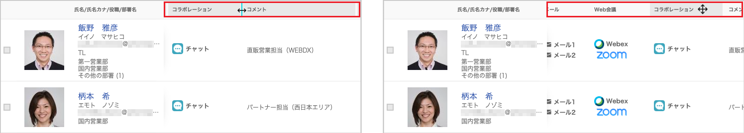 ユーザ管理(列)