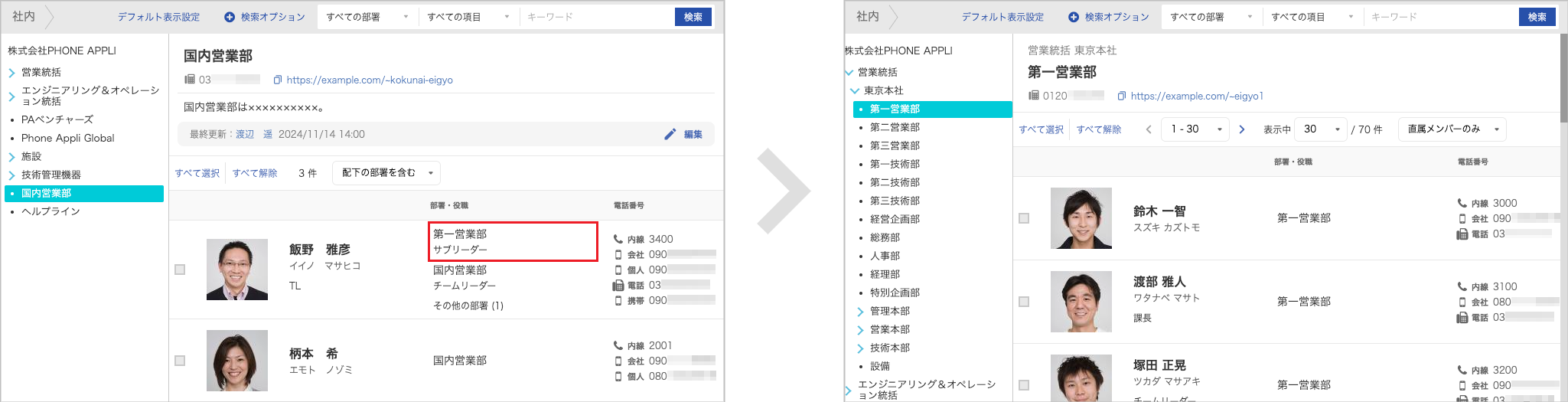 社内電話帳(部署)