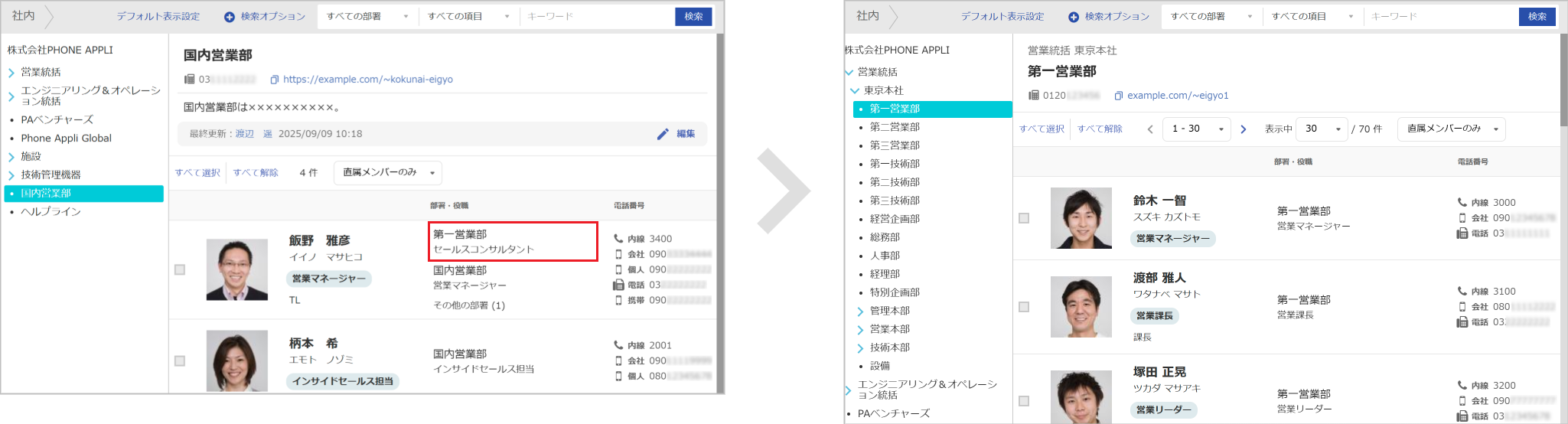 社内電話帳（部署）