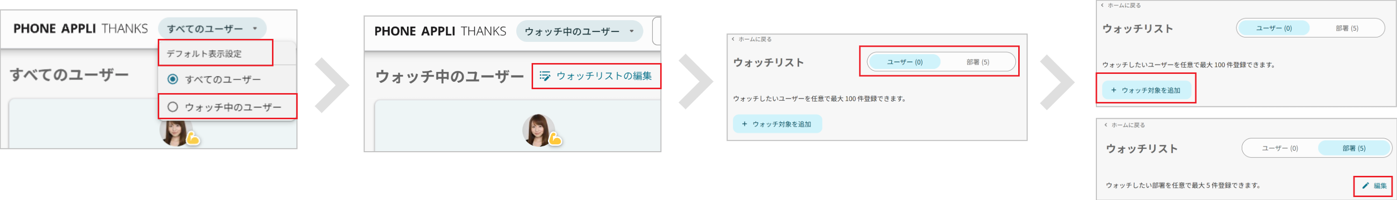 カードを見る（ウォッチリスト編集）