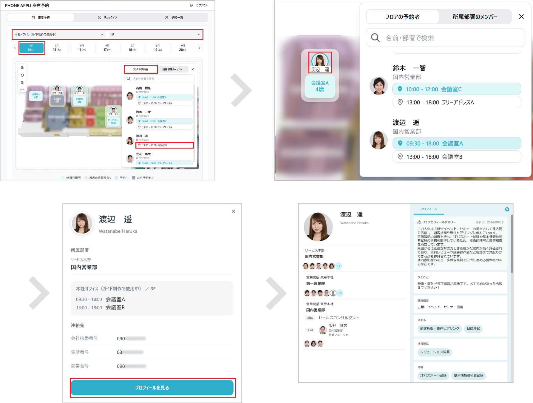 座席予約 - ユーザー- フロアの予約者