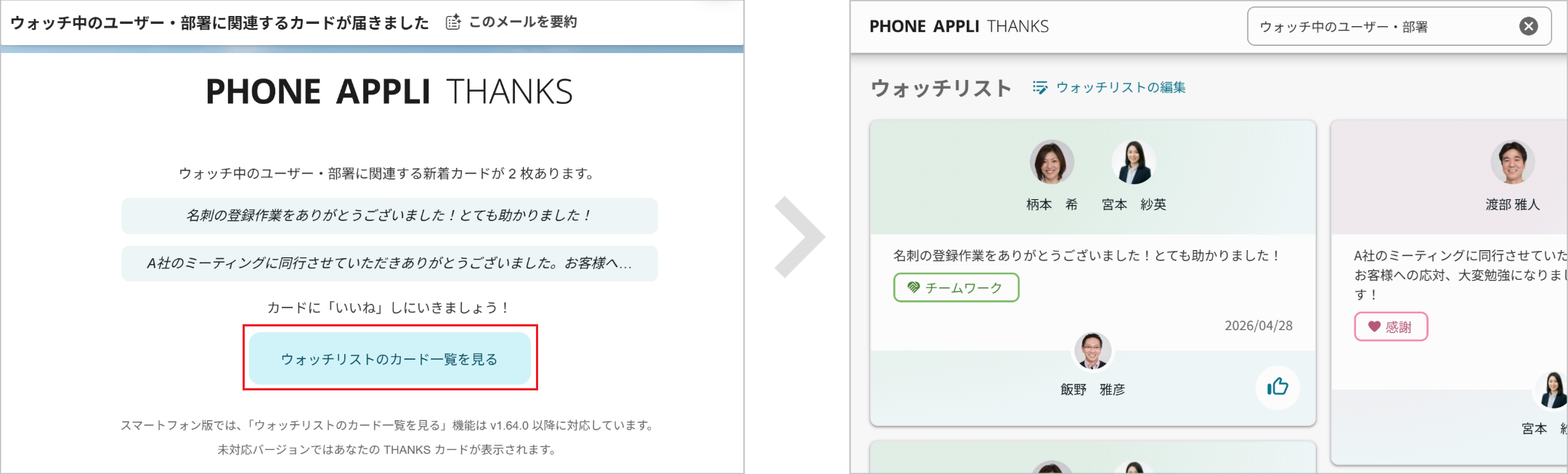 メール通知（ウォッチリストのカード一覧）